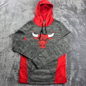Fanatics Chicago Bulls Hoodie Mens Small Grey Red NBA Space Dye Pullover